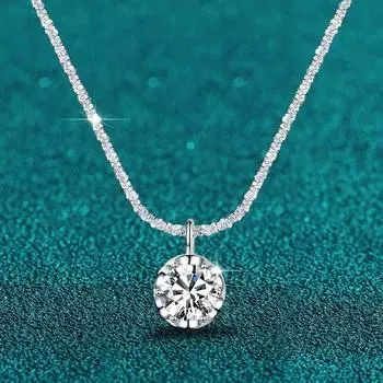 Муассанит 2ct ожерелье кулон S925 серебро вечерние свадебные лаборатории бриллианты ожерелья для женщин с сертификатом 1ct 6.5mm Moissanite
