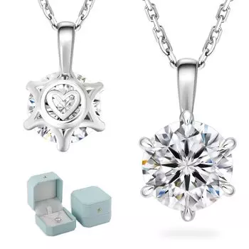 Муассанит 6 отдельных подвесок из муассанита 925 пробы, гипоаллергенный, с регулируемой подарочной коробкой, подарок на день рождения, 45 см, регулятор, общее количество карат [KRKC] для женщин серебряный