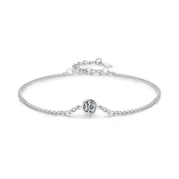 Муассанит S925 стерлингового серебра с одним бриллиантом простой браслет-цепочка корейский стиль универсальные простые ручные украшения Adjustable size