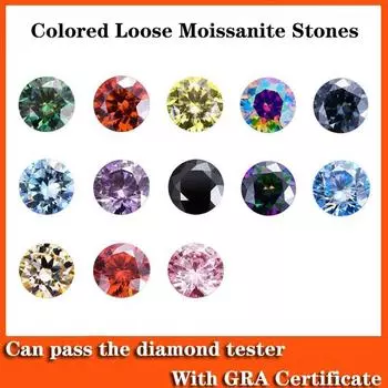 Муассанит, свободный камень, модный 0,5/1/2 карат, круглая огранка, свадебные подарки GRA, вечерние аксессуары с выращенными в лаборатории бриллиантами 5MM 0.5CT зелёный