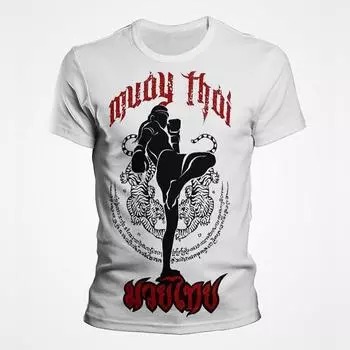 Muay Thai Gym Graphic T Shirt For Men 3D Thai Boxing Sports Printed Tees Kids Cool Streetwear Short Sleeves Quick Dry Tops S белый