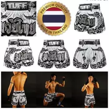 Muay Thai Tuff MMA Kickboxing Boxing White Swan Shorts Retro Vintage Pants Print 3D Microfiber Elastic Fight Martial Art Training Fitness Gym Workout