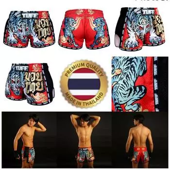 Muay Thai Tuff MMA Kickboxing Boxing White Tiger Shorts Retro Vintage Pants Print 3D Microfiber Elastic Fight Martial Art Training Fitness Gym Workout