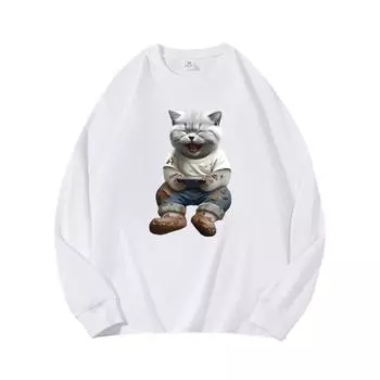 Mud Cat Осенняя одежда Длинные рукава Чистый хлопок Новый мужской и женский топ, Весенний внутренний слой, Базовая рубашка, Круглая горловина Длинные рукава Футболка M коричневый