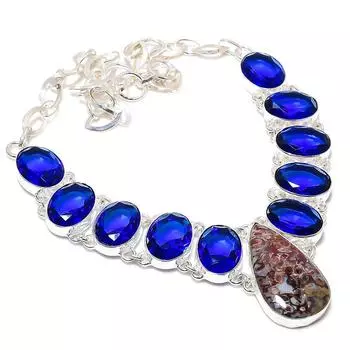 Окаменелость из грязи, серебряное ожерелье из голубого топаза 925 пробы 18 дюймов d2t00 коричневый