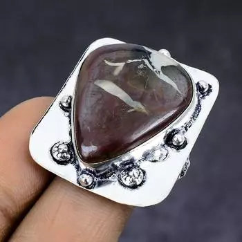 Mud Crack Fossil Gemstone 925 Sterling Silver gift Jewelry Ring Size 9 p2y20