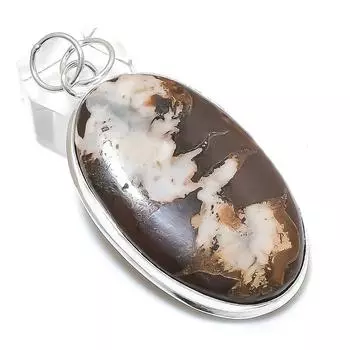 Mud Crack Fossil Gemstone 925 Sterling Silver Jewelry Pendant 2.60 j8A63
