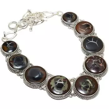 Ожерелье из серебра 925 пробы с ископаемыми камнями из грязи и трещин, 18 дюймов JCN360-35