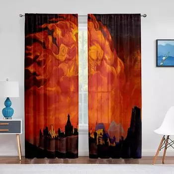 Мудрость Всемогущей Софии Картина Маслом Тюлевые Шторы для Гостиной Украшения Дома Спальня Окна Прозрачная Вуаль Шторы 1 PCS W100XH250cm&Rod Pocket