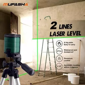 MUFASHA Laser Level Red Beam Green Beam Two Cross Lines Self-leveling Level красный