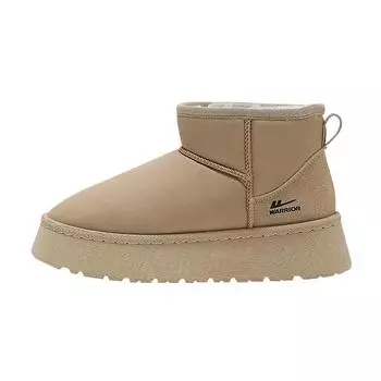Muffin bottom leather surface warm snow boots velvet winter new short boots minimalist style solid color thickened cotton shoes women 35