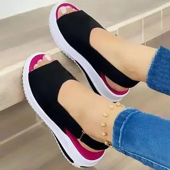 Muffin bottom new 225 летние новые женские сандалии на толстой подошве Velcro с застежкой-молнией fish mouth women 35 красный