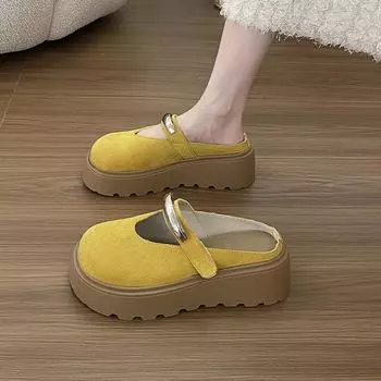 Muffin bottom slippers spring and summer new thick bottom versatile outer wear heightening non-slip casual bag head drag tide 35