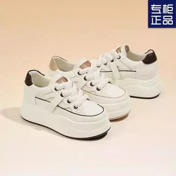 Muffin Internet знаменитость универсальные женские туфли 2025 весна и осень новые спортивные туфли для отдыха на толстой подошве с усилением из мягкой кожи белые туфли 35