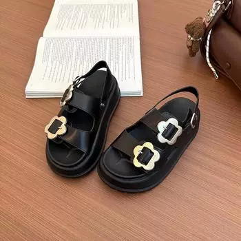 Muffin platform casual sandals women s summer new fashion double-breasted metal buckle sandals women 35