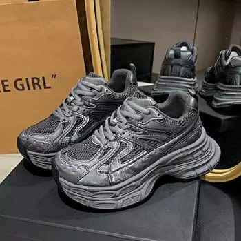 Muffin platform dad shoes women s 2024 new fashion temperament casual shoes glossy splicing comfortable sports shoes 35