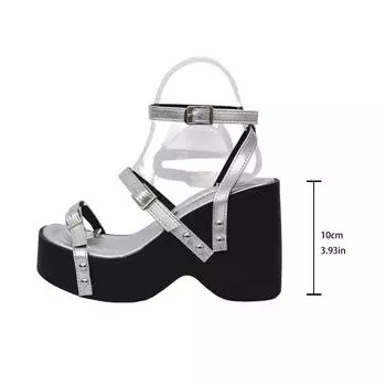 Muffin platform shoes women s premium sandals 2025 new summer rivet design open-toed platform sandals tide 35