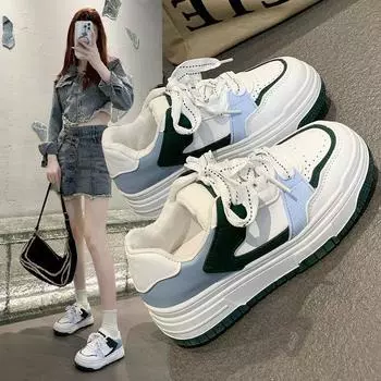 Muffin platform white shoes children ins tide 2025 autumn new Korean version versatile height increase breathable casual shoes 35