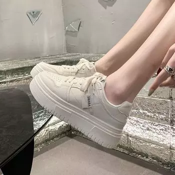 Muffin platform white shoes children ins tide 2025 summer new Korean version versatile height increase breathable casual shoes 35