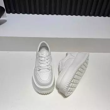 Muffin platform white shoes women s autumn 2024 new breathable fashion versatile lightweight small height-increasing board shoes 35 белый