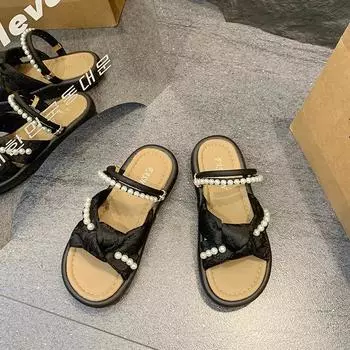 Muffin sole sandals women s summer new platform fashion versatile with skirts two wear beach shoes 35