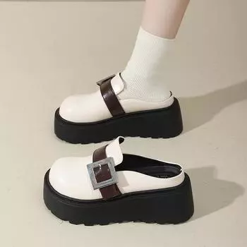Muffin thick-bottomed bag head half slippers women s summer wear new one-pedal comfortable big head casual cool slippers 35