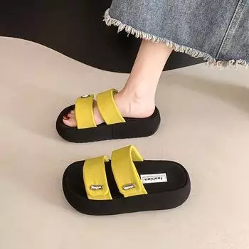 Muffin thick-bottomed cool slippers women s summer wear new beautiful beach one-word drag fashionable cool 35