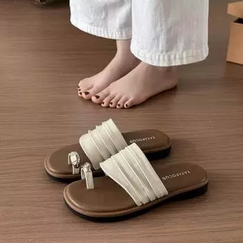 Muffin thick-soled cover toe cool slippers outer wear women s shoes new summer beach casual versatile silver sandals 35