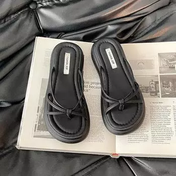 Muffin thick-soled herringbone cool slippers women s shoes outer wear summer fashion casual non-slip heightening thin strap Roman sandals 35