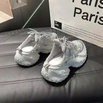 Muffin versatile durian sole sneakers women s spring new thick-soled small man sequined comfortable little white shoes 35