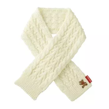 Muffler Knit Bear Plain Made in Japan Kids Muffler Cable Knit Boys Girls Baby Kids Clothes Ivory [MIKI HOUSE] Children s 13-7701-687 слоновая кость