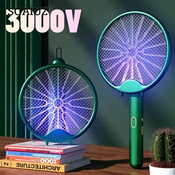 Мухобойка, электрическая ракетка, перезаряжаемая ракетка от насекомых, портативная складная ловушка 2-в-1 от комаров для дома, спальни, патио