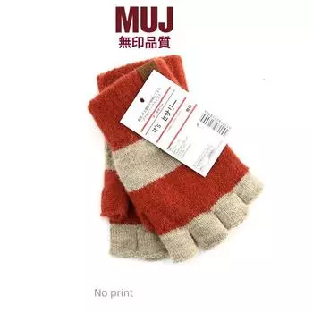 Muj Non-Printed Wool Student Writing Half Finger Gloves Classic red