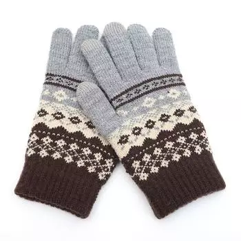 Muj Winter Heattech Touch Screen Gloves Men s and Women s Cashmere Thickened Cold Protection in Autumn and Winter Cycling Wool Knitting Gloves Grey All yards