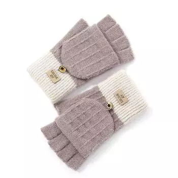 Mujd Non-Printed Female Fleece-lined Wool Student Writing Half Finger Khakis All yards