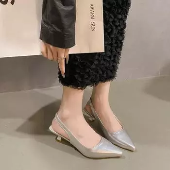 Mujer Сексуальные Тонкие Каблуки Вечерние Женские Туфли Летние Женские Туфли Острый Носок Модные Высокий Каблук Удобные Туфли Неглубокие Серебро 37