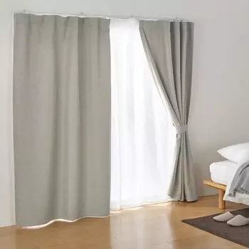 MUJI and dobby weave width 100 x length 178 beige 84759215 flame-retardant light-blocking non-pleated curtains, cm, бежевый
