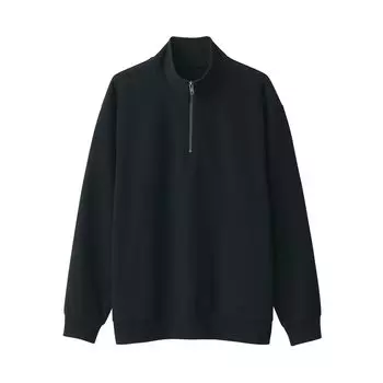 MUJI Double Knit Milano Rib Half Zip Pullover AB1NDA4A Black L Men s Men s Men s чёрный