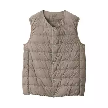 MUJI Down Vest Легкий пуховый жилет без воротника AD0U7A3A Серо-коричневый M (Антистатическая подкладка) Мужские Мужские