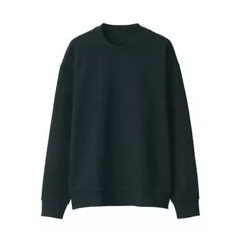 MUJI двойной трикотажный свитер с круглым вырезом черного цвета размер S 12600824 мужской чёрный