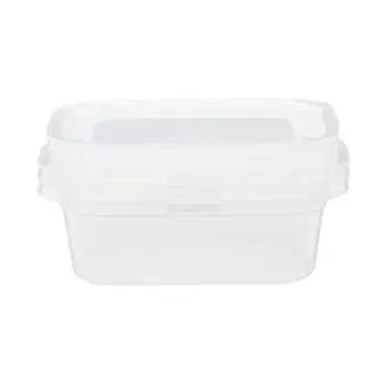 MUJI Food container that can be used in the microwave with the lid on, translucent, rectangular 400mL, 3 pieces MDC96A3S