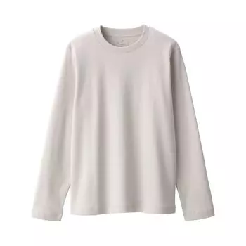 MUJI Гладкий трикотажный свитер с круглым вырезом и длинным рукавом BBC32A3S Светло-серый S Комплект из 2 футболок для женщин светло-серый