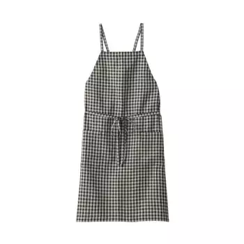 MUJI Hemp Plain Cafe Apron Gingham Check One Size Fits Most 12835752