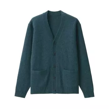 MUJI Кардиган моющийся шерстяной кардиган средней толщины AA0PHA3A темно-зеленый S V-образный вырез мужской мужской темно-зеленого
