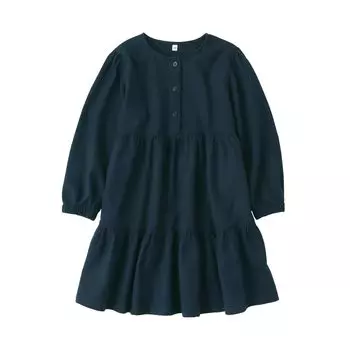 MUJI Kids Фланелевое платье унисекс для детей CB1KLA4A Темно-синее детское 110 Двустороннее