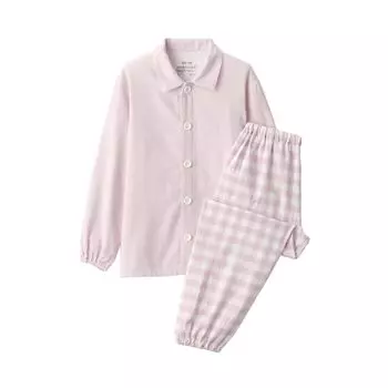 MUJI Kids Пижама из двойной марли без швов по бокам унисекс для детей FEB08A4S светло-розовая для детей 120-130 светло-розовый