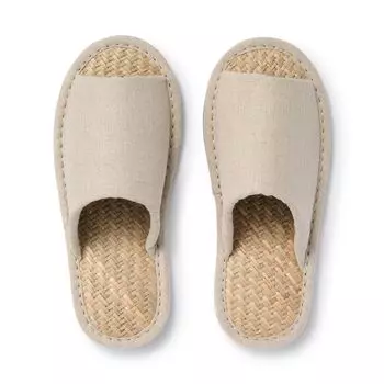 MUJI Malai Grass Open XL Slippers, Front, 84774881, Natural,