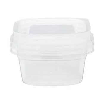 MUJI MDC98A3S Food container that can be used in the microwave with the lid on, translucent, square 270mL, 3 pieces
