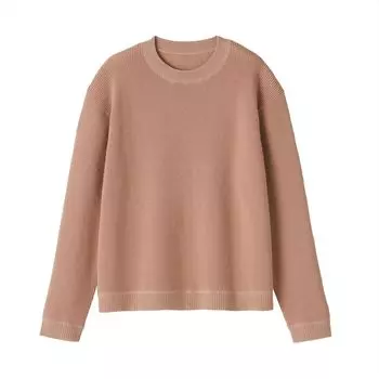 MUJI моющийся вафельный трикотажный свитер с круглым вырезом BA1Q3A5S розовый S женский женский женский розовый