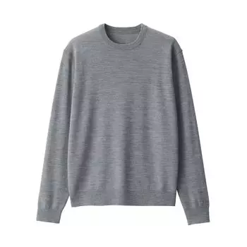 MUJI мужской моющийся шерстяной свитер с высоким воротом и круглым вырезом AA0PDA4A серый мужской размер L